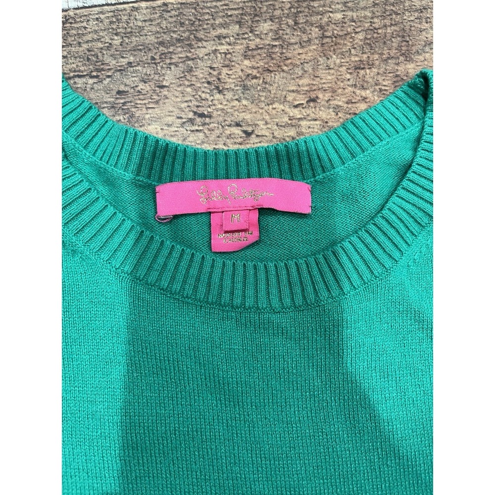 Women's Lilly Pulitzer Green Sweater Frill Bottom Sz M (2249) View 2